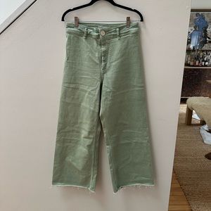 Zara marine high rise wide leg pants size 8 GREEN